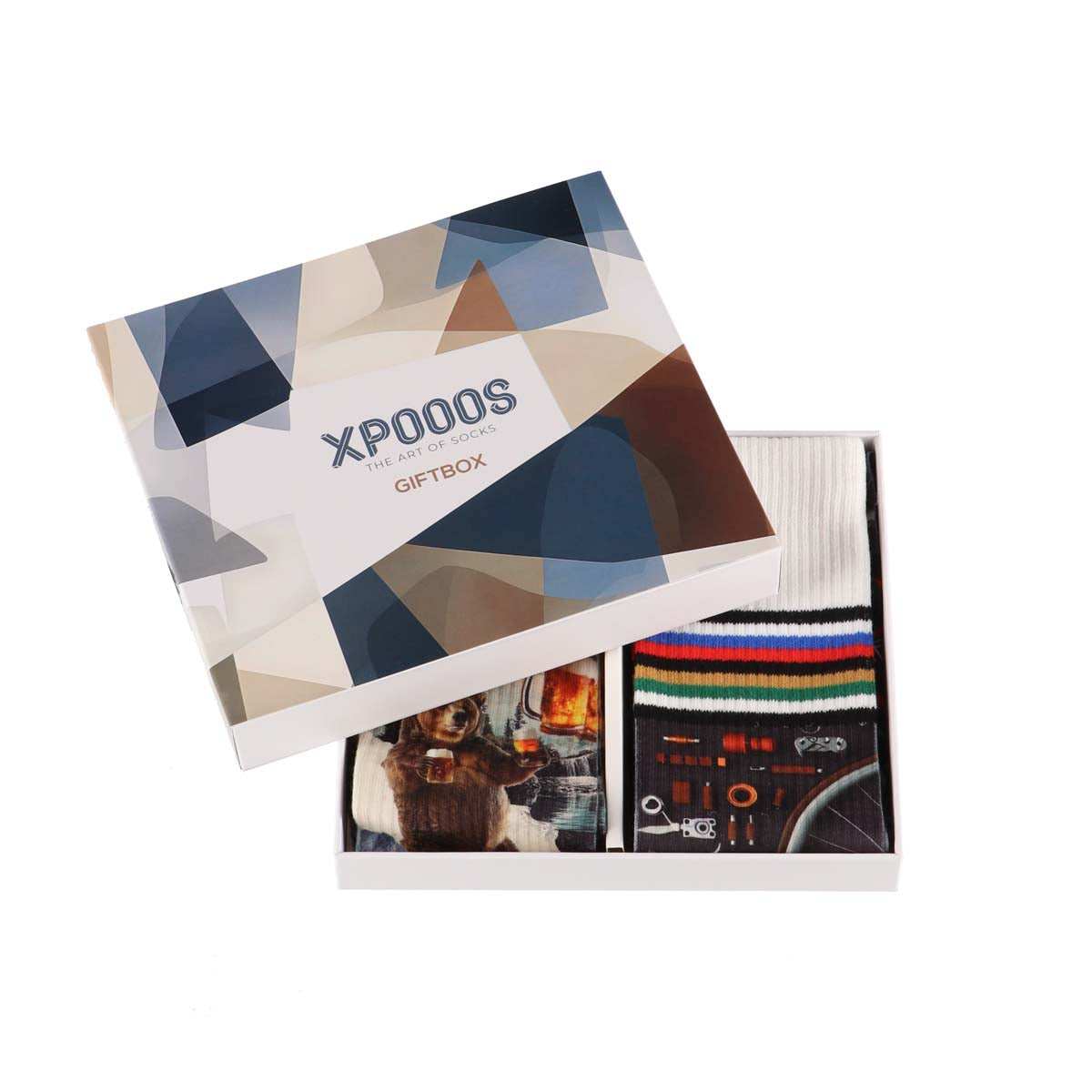 Bearbeer & Bikestripe heren sokken giftbox