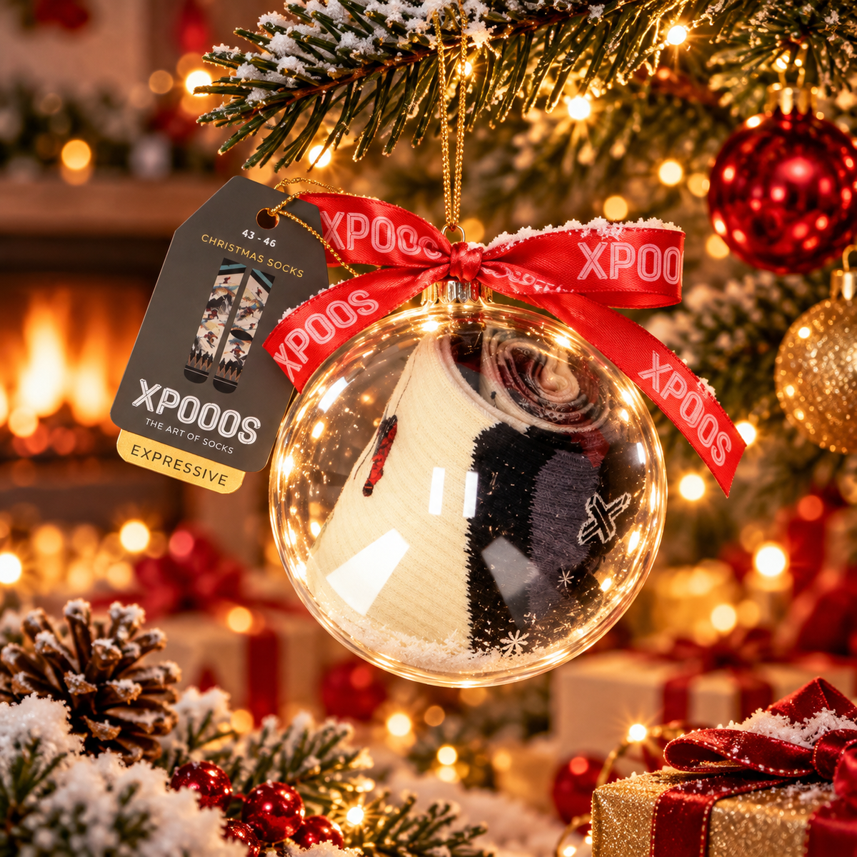 Kerstbal Skiijump herensokken
